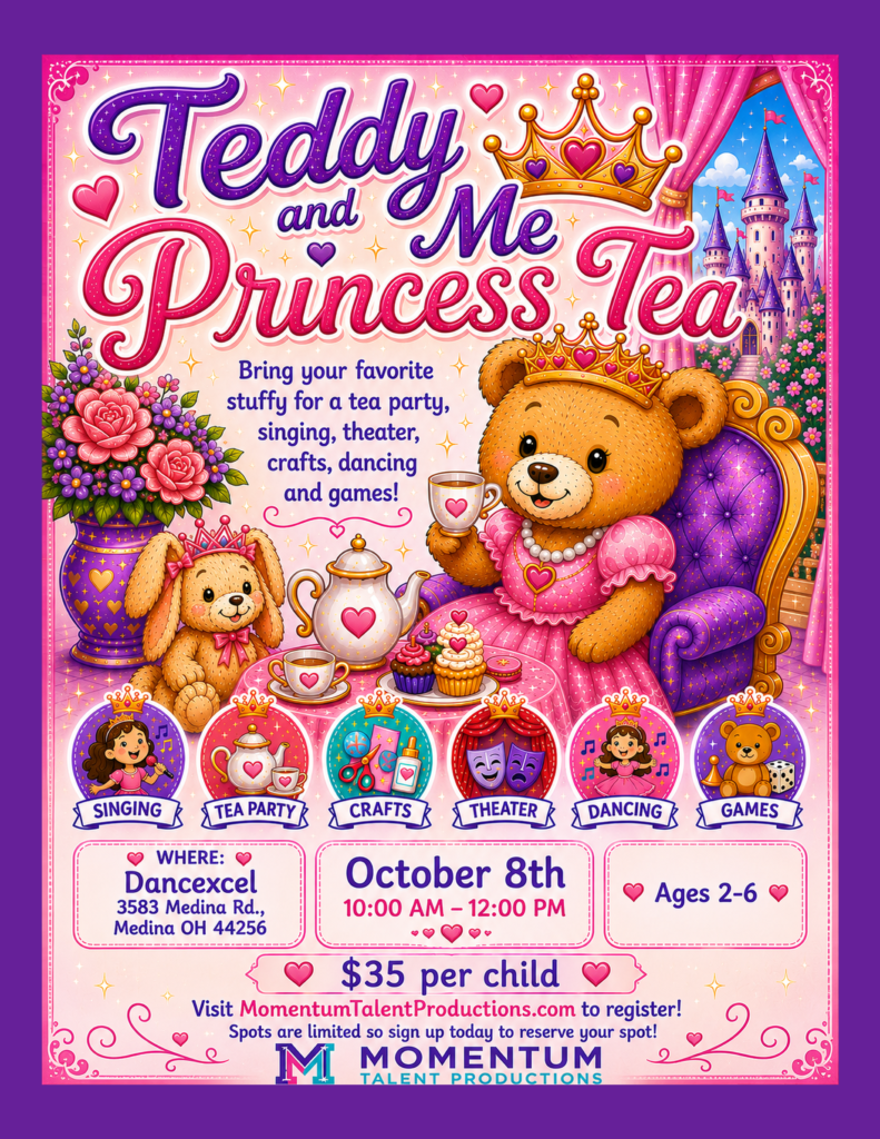 Teddy & Me Princess Tea for ages 2–6 at Dancexcel in Medina, Ohio